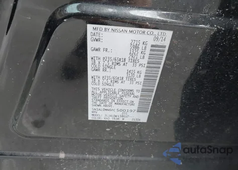 2015 Infiniti Qx60 z USA, uszkodzony, nr VIN 5N1AL0MN6FC500197